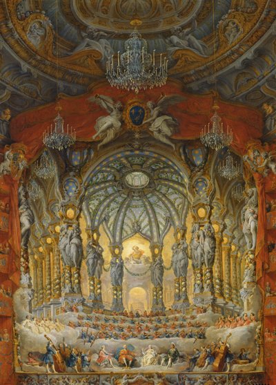 Concerto dato dal cardinale de La Rochefoucauld al Teatro Argentina di Roma, per il matrimonio di Luigi il Delfino (1729-65) figlio di Luigi XV, con Maria Giuseppa di Sassonia (1731-67), 1747 da Giovanni Paolo Pannini