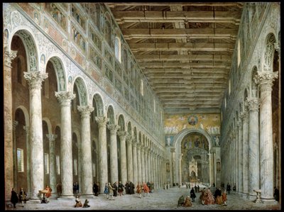 Interno della Basilica di San Paolo fuori le Mura a Roma da Giovanni Paolo Pannini