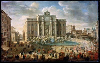 La Fontana di Trevi a Roma, Papa Benedetto XIV visita la Fontana di Trevi a Roma, XVIII secolo da Giovanni Paolo Pannini
