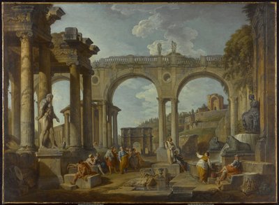 Un capriccio di rovine romane con l