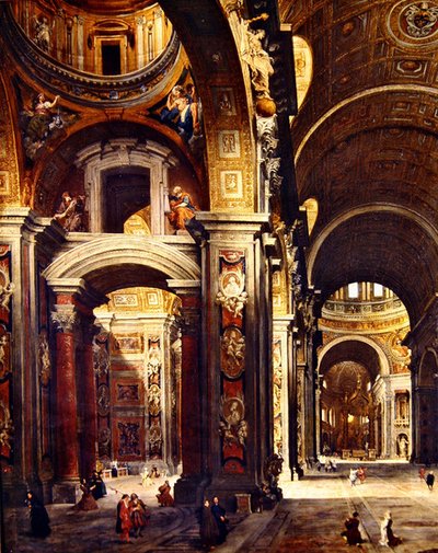 Il Cardinale Melchior de Polignac Visita San Pietro a Roma, 1730 da Giovanni Paolo Pannini