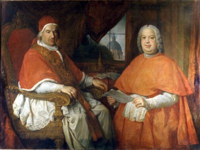 Ritratti di Papa Benedetto XIV (1675 - 1758) e del Cardinale Silvio Valenti Gonzaga. Dipinto di Giovanni Paolo Pannini (Panini). XVIII secolo. Museo Nazionale Romano, Roma da Giovanni Paolo Pannini