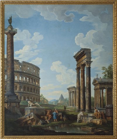 Capriccio con personaggi in rovine romane, tra cui l