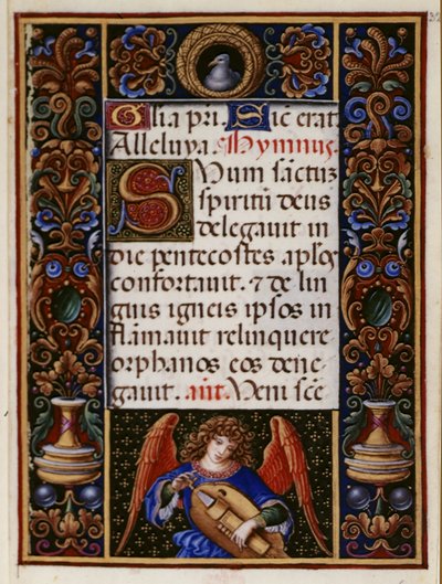Pagina di testo con bordo decorato, da 