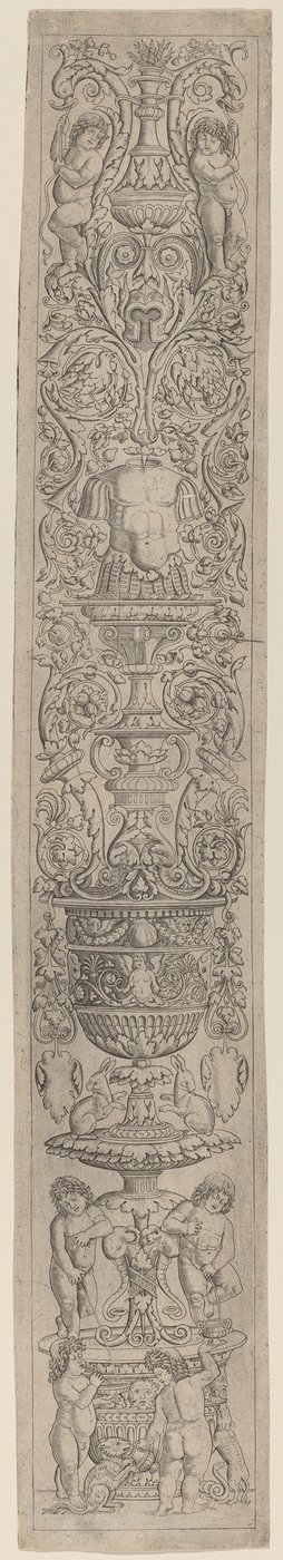 Pannello Ornamentale: Quattro Bambini con un Gatto e un Cane da Giovanni Pietro Birago and Zoan Andrea