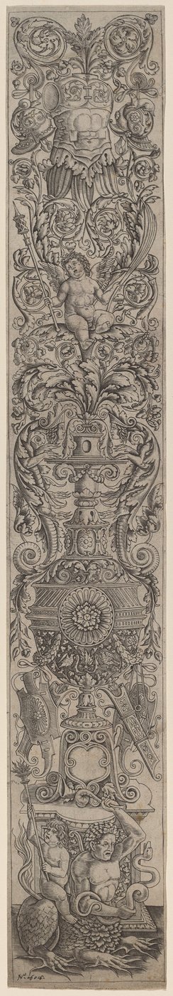 Pannello ornamentale: Tritone cavalcato da un bambino da Giovanni Pietro Birago and Zoan Andrea