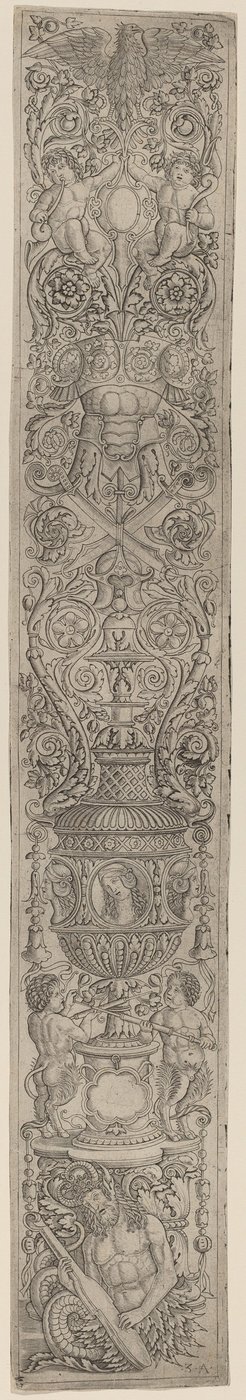 Pannello ornamentale: Tritone e due satiri infanti da Giovanni Pietro Birago and Zoan Andrea