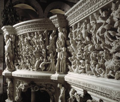 Dettaglio della sedia realizzata da Giovanni Pisano: il Cristo giudice tra gli eletti e i dannati (dettaglio) da Giovanni Pisano
