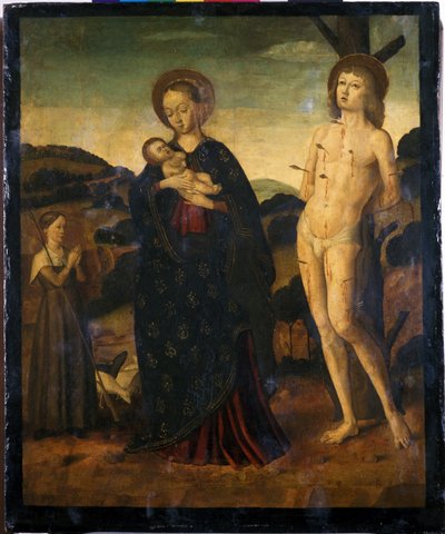 Madonna col Bambino con San Sebastiano e una pastorella da Giovanni Santi or Sanzio