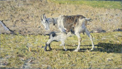 Una capra con il suo capretto da Giovanni Segantini