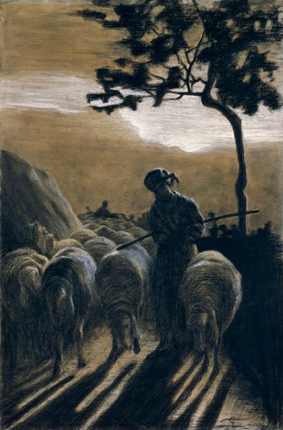 Gregge sulla strada da Giovanni Segantini