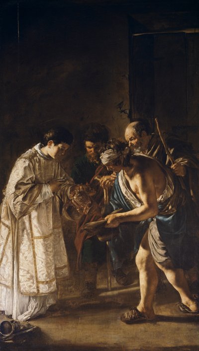 Lorenzo distribuisce i beni della Chiesa ai poveri da Giovanni Serodine