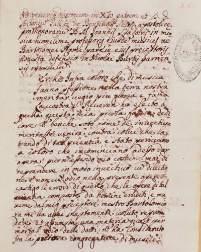 Pagina manoscritta di un trattato di musica di Giovanni Spataro da Giovanni Spataro