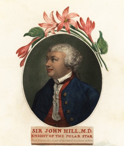 Ritratto di Sir John Hill, naturalista e botanico (incisione) da Giovanni Vendramini