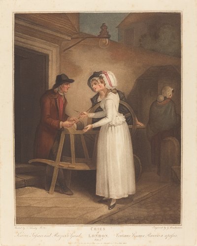 Coltelli, forbici e rasoi da affilare da Giovanni Vendramini after Francis Wheatley