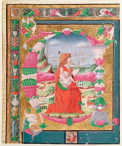 Iniziale istoriata E con figura inginocchiata di Re Davide, 1482-83 da Giovanni and Cicognara, Antonio Gadio