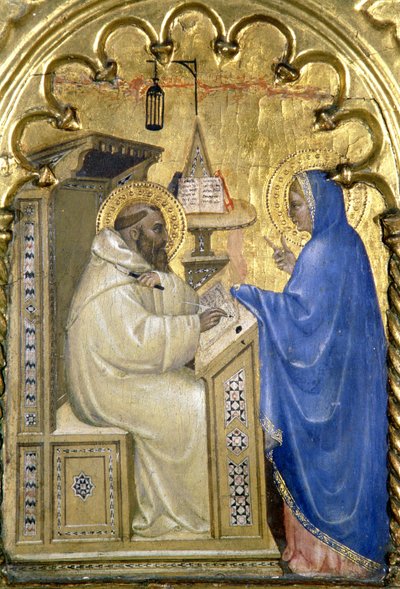 La Vergine appare a San Bernardo, (dettaglio) da un polittico che raffigura Le vite dei santi, dal Salone del II Piano, 1353-63 da Giovanni da Milano