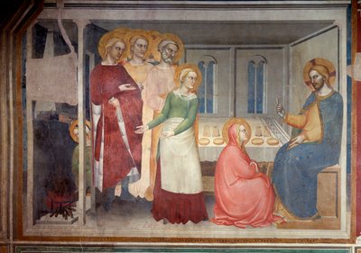 La vita della Vergine: Cristo nella casa di Marta e Maria - Affresco da Giovanni da Milano