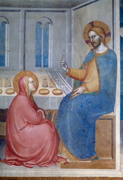 La vita della Vergine: Cristo nella casa di Marta e Maria (dettaglio) da Giovanni da Milano