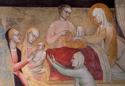 La vita della Vergine: la nascita di Maria (dettaglio) da Giovanni da Milano