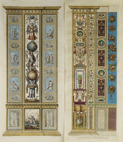 Decorazioni arabesche nella Loggia Vaticana (incisione colorata) da Giovanni da Udine (after)
