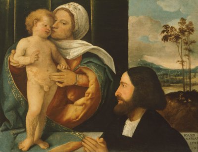 Madonna con Bambino e devoto di Giovanni Cariani da Giovanni de Busi Cariani