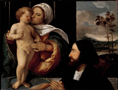 Vergine e Bambino con un uomo devoto da Giovanni de Busi Cariani