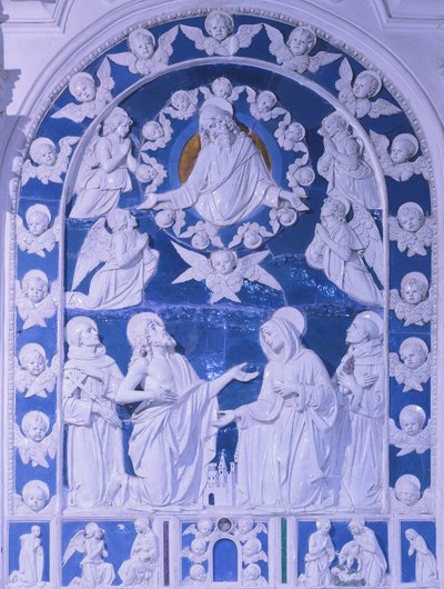 La Madonna tra i santi Francesco, Domenico e Bernardo da Giovanni della Robbia