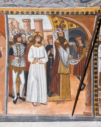 Storie della Passione di Cristo: Pilato condanna Gesù e si lava le mani da Giovanni di Cherasco Botoneri