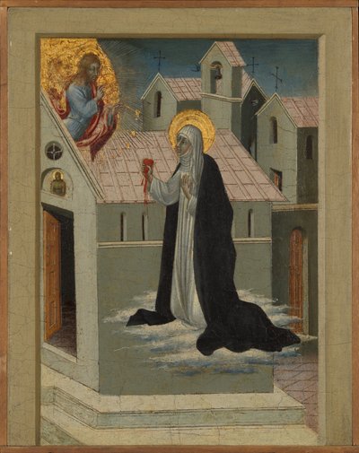 Santa Caterina da Siena Scambia il Suo Cuore con Cristo da Giovanni di Paolo