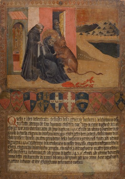 San Girolamo estrae una spina dalla zampa del leone da Giovanni di Paolo