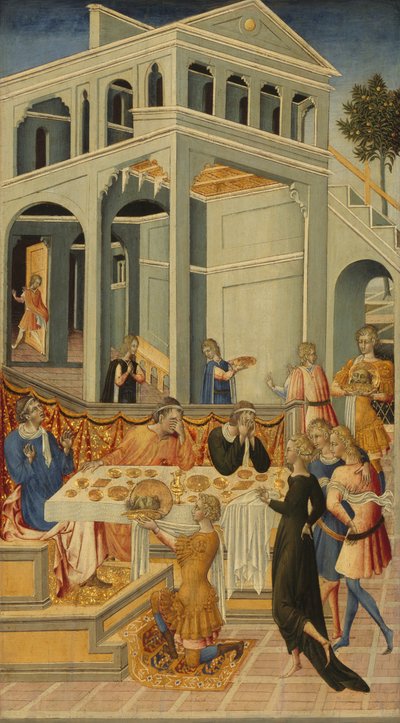 La testa di San Giovanni Battista portata davanti a Erode da Giovanni di Paolo