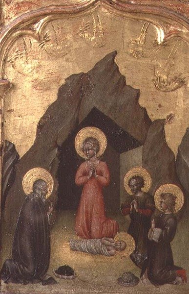 Adorazione del Bambino da parte della Vergine, San Giuseppe e due santi da Giovanni di Paolo di Grazia