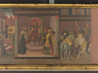 La storia di Traiano e la vedova, dettaglio di un pannello da un cassone, c.1450 (dettaglio) da Giovanni di Ser Giovanni Scheggia