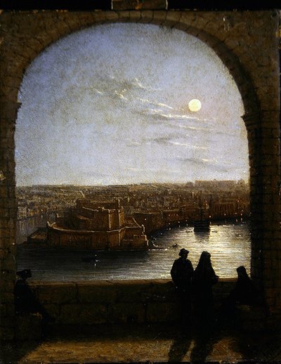 Dentro le fortificazioni, Valetta - Vista da un arco di notte da Girolamo Gianni