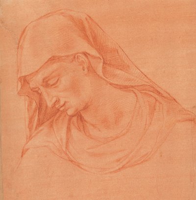 Testa di una donna in lutto di profilo a sinistra da Girolamo Macchietti