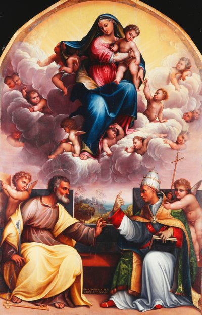 La Madonna col Bambino in gloria con i santi Pietro e Gregorio Magno e angeli da Girolamo Marchesi da Cotignola