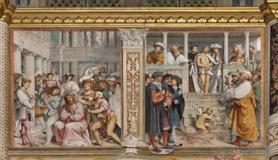 Navata Centrale, Quarta Campata Sud, Incoronazione di Spine, Ecce Homo, Girolamo Romanino da Girolamo Romanino