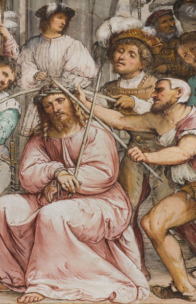 Navata centrale, quarta campata sud, Incoronazione di spine, Girolamo Romanino da Girolamo Romanino