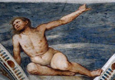 Nudo maschile, Dettaglio degli affreschi di Girolamo Romanino (ca 1484-dopo il 1559), Commissionato da Bernardo Clesio da Girolamo Romanino