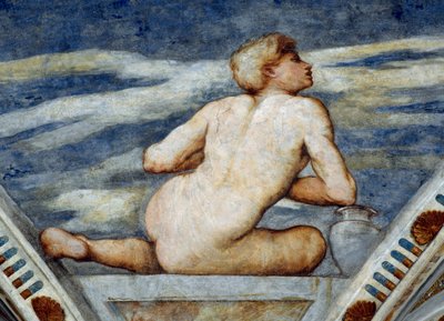 Nudo maschile, Dettaglio degli affreschi di Girolamo Romanino (ca 1484-dopo il 1559), Commissionato da Bernardo Clesio da Girolamo Romanino