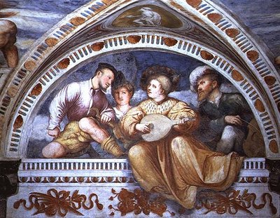 Il concerto: strumenti a corda, lunetta da Girolamo Romanino