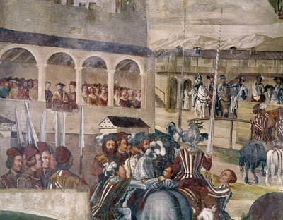Torneo in onore di Cristiano I di Danimarca al Castello di Malpaga, (dettaglio) 1520-30 da Girolamo Romanino