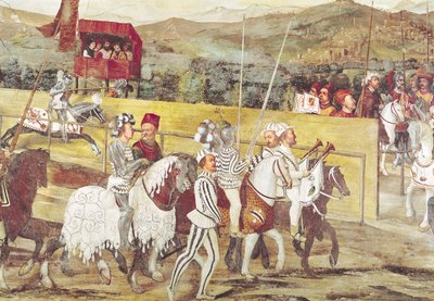 Torneo in onore di Cristiano I di Danimarca al Castello di Malpaga nel 1474 (dettaglio) da Girolamo Romanino