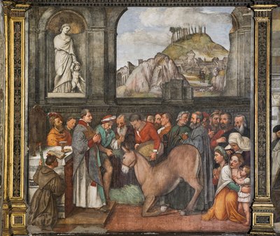Il miracolo del mulo, Parete Nord, Scuola del Santo (dettaglio) da Girolamo Tessari