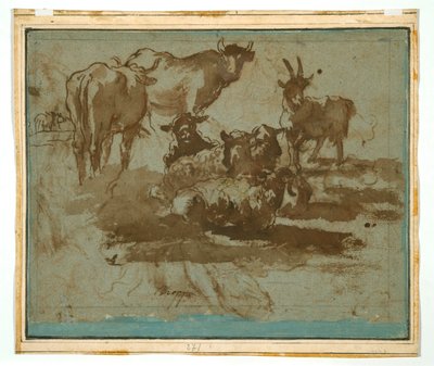 Giove, Giunone e Io (recto); Studi di animali (verso) da Girolamo Troppa