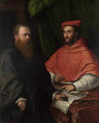 Cardinale Ippolito de Medici e Monsignor Mario Bracci, dopo il 1532 da Girolamo da Carpi