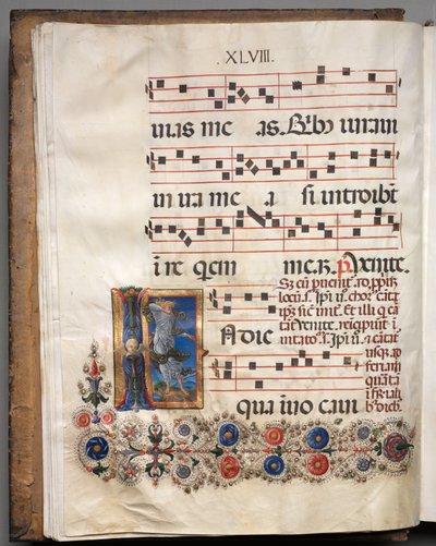 Antifonario: Iniziale, angelo, c. 1470-1480 da Girolamo da Cremona