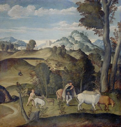 Il giovane Mercurio ruba il bestiame dal gregge di Apollo da Girolamo da Santacroce (ca.1480 1556) (attributed to)