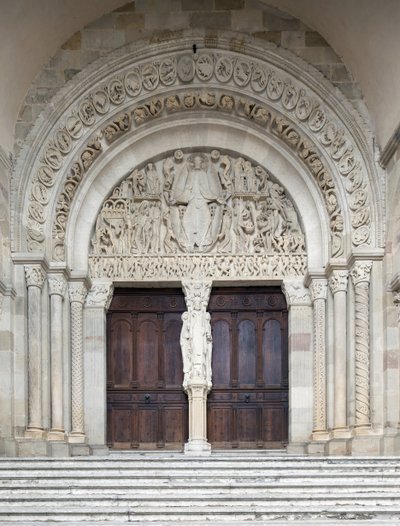 Il Giudizio Universale, portale centrale della Cattedrale di Saint-Lazare, Autun, Francia da Gislebertus